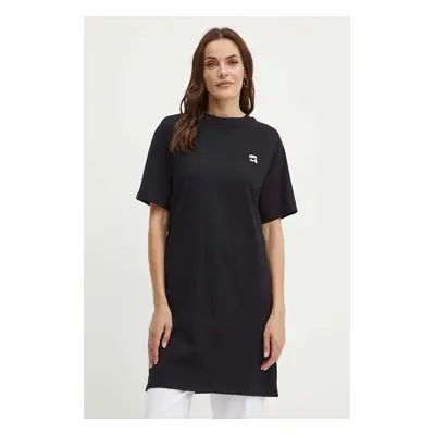 Bavlněné šaty Karl Lagerfeld černá barva, mini, oversize, 245W1352