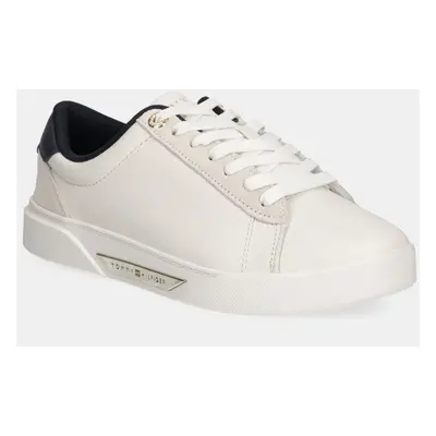 Kožené sneakers boty Tommy Hilfiger CHIC COURT SNEAKER bílá barva, FW0FW08123