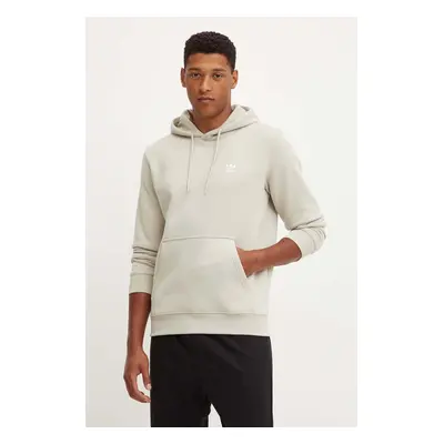 Mikina adidas Originals Trefoil Essentials Hoody pánská, béžová barva, s kapucí, s aplikací, IR7