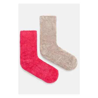 Ponožky Juicy Couture FELICIA COSY SOCK 2 PACK dámské, růžová barva, JCAXS224715