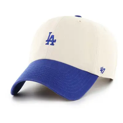 Bavlněná baseballová čepice 47 brand MLB Los Angeles Dodgers béžová barva, s aplikací, B-SSTBC12