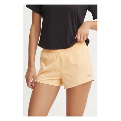 Běžecké šortky New Balance oranžová barva, medium waist, WS41286PAE