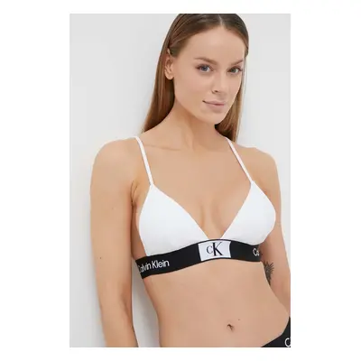 Plavková podprsenka Calvin Klein bílá barva, mírně vyztužený košík, KW0KW02256