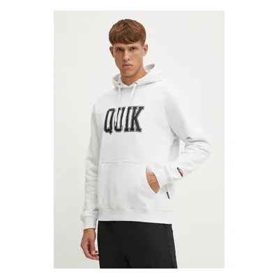 Mikina Quiksilver Griffin Hoodie pánská, šedá barva, s kapucí, s potiskem, AQYFT03407