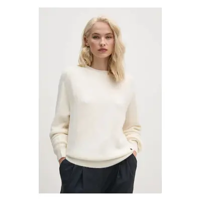 Svetr z vlněné směsi Pepe Jeans IRMA CREW NECK dámský, béžová barva, lehký, PL702192