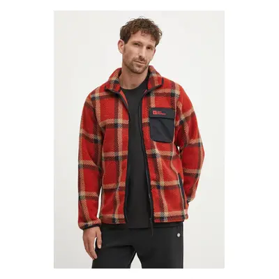 Mikina Jack Wolfskin Felslicht Check pánská, červená barva, vzorovaná, A60058