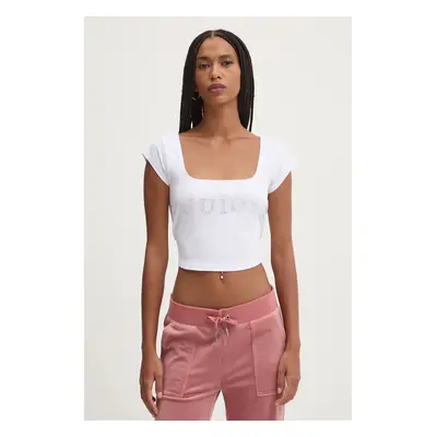 Top Juicy Couture REGAL SQUARE NECK CROPPED TEE dámský, bílá barva, JCBCT224831