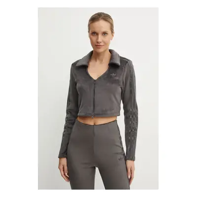 Mikina adidas Originals Femme Galore Rib Cardigan dámská, šedá barva, s aplikací, JN3019