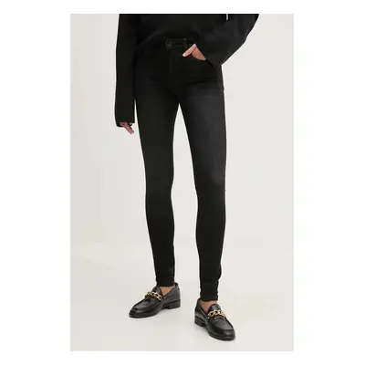 Džíny Pepe Jeans SKINNY JEANS MW dámské, černá barva, PL204728XH0