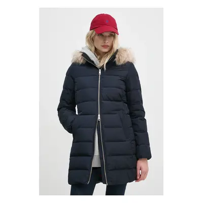 Péřová bunda Tommy Hilfiger dámská, tmavomodrá barva, zimní, WW0WW43234