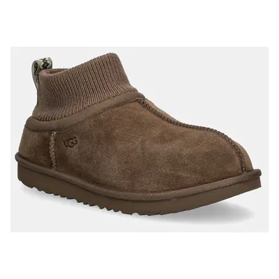 Dětské semišové sněhule UGG KIDS' CLASSIC ULTRA STRETCH CUFF hnědá barva, 1157702K