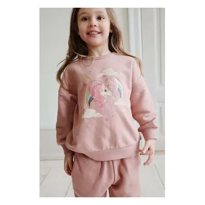 Dětská mikina Konges Sløjd LOU GLITTER SWEATSHIRT OCS růžová barva, s potiskem, KS101562