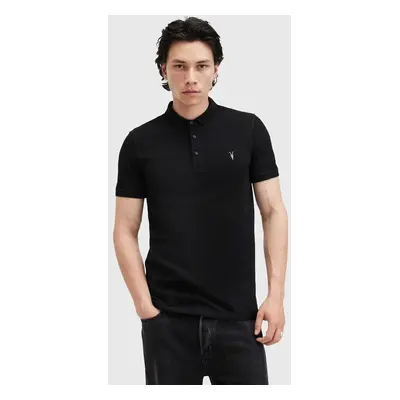 Bavlněné polo tričko AllSaints REFORM černá barva, M075PB