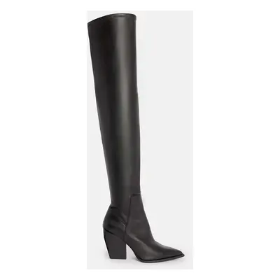 Kozačky AllSaints Lara Boot dámské, černá barva, na podpatku, W099FB