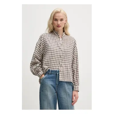 Košile Pepe Jeans PRIYA dámská, béžová barva, regular, se stojáčkem, PL304933