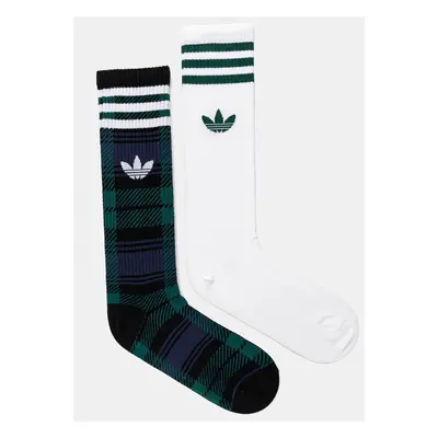 Ponožky adidas Originals 2-pack zelená barva, IX6812