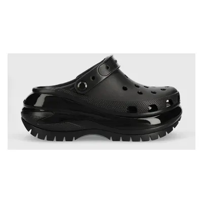 Pantofle Crocs Classic Mega Crush Clog dámské, černá barva, na platformě, 207988