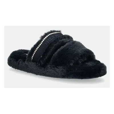 Pantofle Tommy Hilfiger HILFIGER FUR BASICS SLIPPER tmavomodrá barva, FW0FW08343