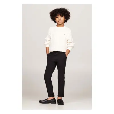 Dětské kalhoty Tommy Hilfiger 1985 SOFT TWILL CHINO PANTS černá barva, hladké, KB0KB09435