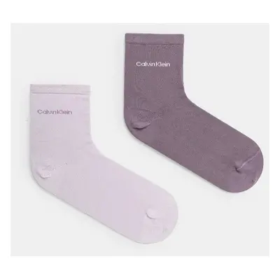 Ponožky Calvin Klein 2-pack dámské, fialová barva, 701229452