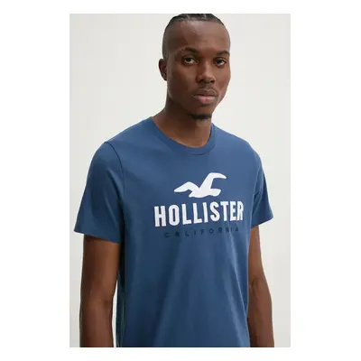 Bavlněné tričko Hollister Co. tmavomodrá barva, s aplikací, KI323-4290