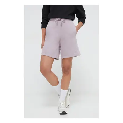 Kraťasy adidas dámské, fialová barva, hladké, high waist, IW3800