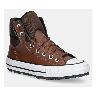 Dětské kožené kecky Converse CHUCK TAYLOR AS BERKSHIRE BOOT hnědá barva, A08442C