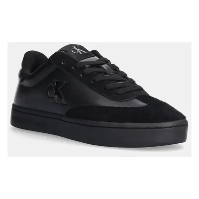 Kožené sneakers boty Calvin Klein Jeans CLASSIC CUPSOLE LOW MG MIX černá barva, YW0YW01611