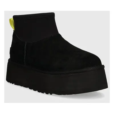 Semišové sněhule UGG Classic Mini Dipper černá barva, 1168170-BLK