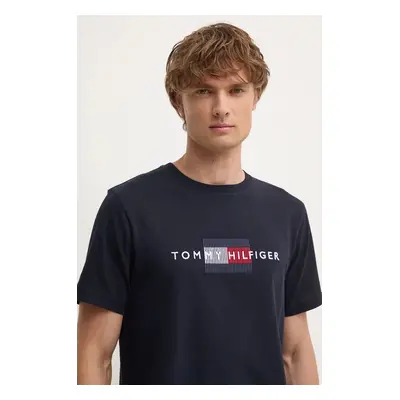 Bavlněné tričko Tommy Hilfiger tmavomodrá barva, s aplikací, MW0MW36455