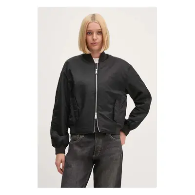 Bomber bunda Calvin Klein Jeans černá barva, přechodná, oversize, 00040WL591