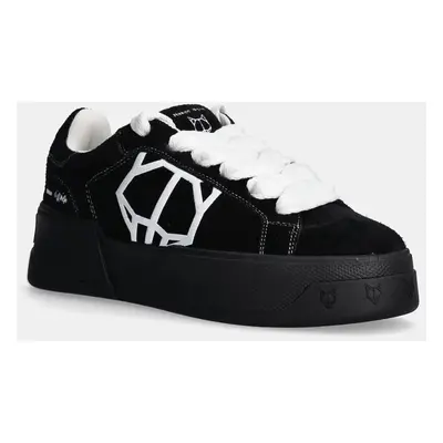 Semišové sneakers boty Naked Wolfe Kray černá barva, Kray Hairy Cow Suede Black