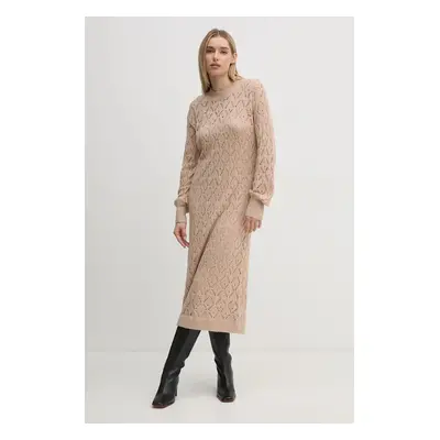 Šaty Pepe Jeans HAILEY DRESS béžová barva, midi, PL953588