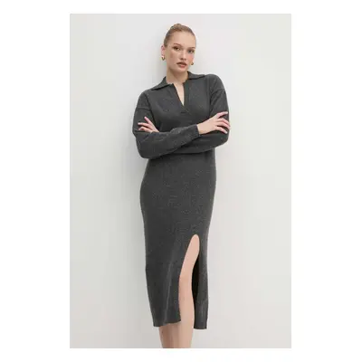 Vlněné šaty Pinko šedá barva, maxi, oversize, 104064 A1CH