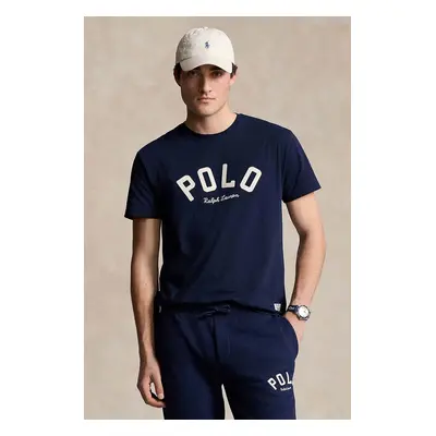 Bavlněné tričko Polo Ralph Lauren tmavomodrá barva, s aplikací, 710952043