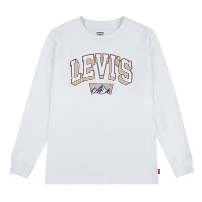 Dětské bavlněné tričko s dlouhým rukávem Levi's ACADEMIC ADVENTURER LS TEE bílá barva, s potiske