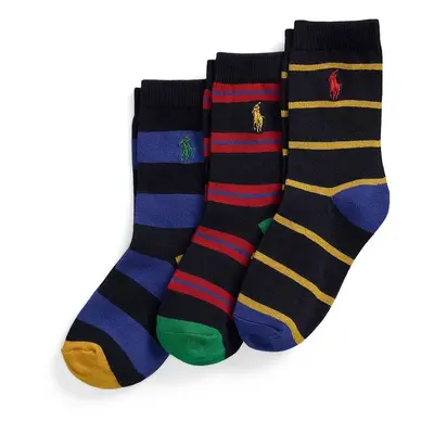 Dětské ponožky Polo Ralph Lauren 3-pack tmavomodrá barva, 443960172001