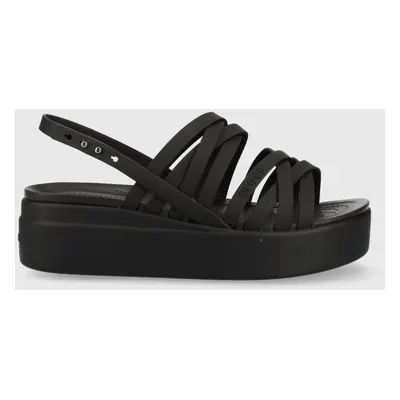 Sandály Crocs Brooklyn Strappy Low Wedge dámské, černá barva, na platformě, 206751