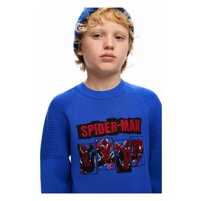 Dětská mikina Desigual SPIDERMAN modrá barva, s aplikací, 24WBJF02