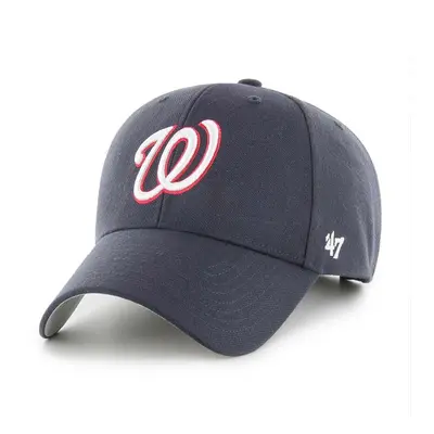 Bavlněná baseballová čepice 47 brand MLB Washington Nationals tmavomodrá barva, s aplikací, B-MV