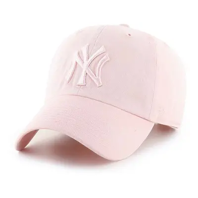 Bavlněná baseballová čepice 47 brand MLB New York Yankees růžová barva, s aplikací, B-NLRGW17GWS