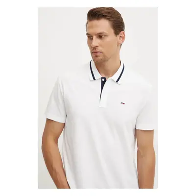 Bavlněné polo tričko Tommy Jeans bílá barva, DM0DM20443