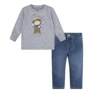 Kojenecká sada Levi's COWBOY TEE & CARPENTER SET šedá barva, 6EL424