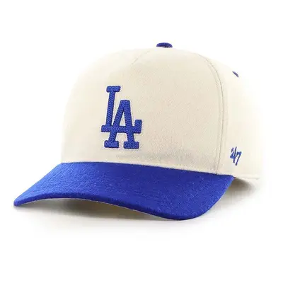 Čepice s vlněnou směsí 47 brand MLB Los Angeles Dodgers béžová barva, s aplikací, B-CHSHT12WIP-N