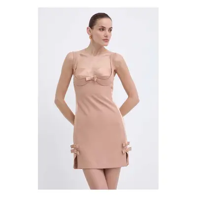 Šaty Elisabetta Franchi béžová barva, mini, AB65042E2