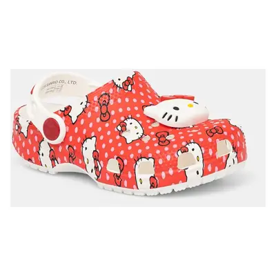 Dětské pantofle Crocs CLASSIC HELLO KITTY RED CLOG červená barva, 210577