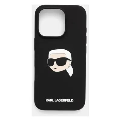 Obal na telefon Karl Lagerfeld iPhone 16 Pro 6.3 černá barva, KLHMP16LSKHPPLK