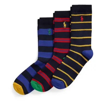 Dětské ponožky Polo Ralph Lauren 3-pack tmavomodrá barva, 444960172001