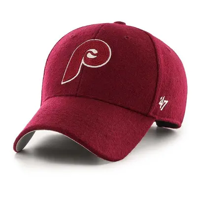 Čepice s vlněnou směsí 47 brand MLB Philadelphia Phillies červená barva, s aplikací, BCPTN-CHSMV