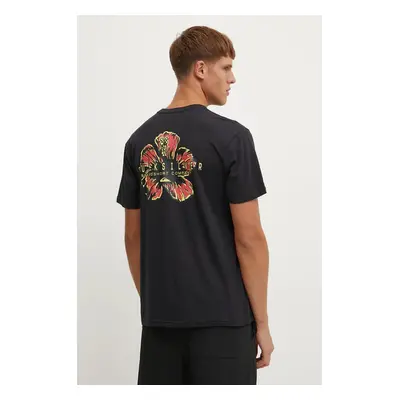 Tričko Quiksilver Hibiscus Pop černá barva, s potiskem, EQYZT07918